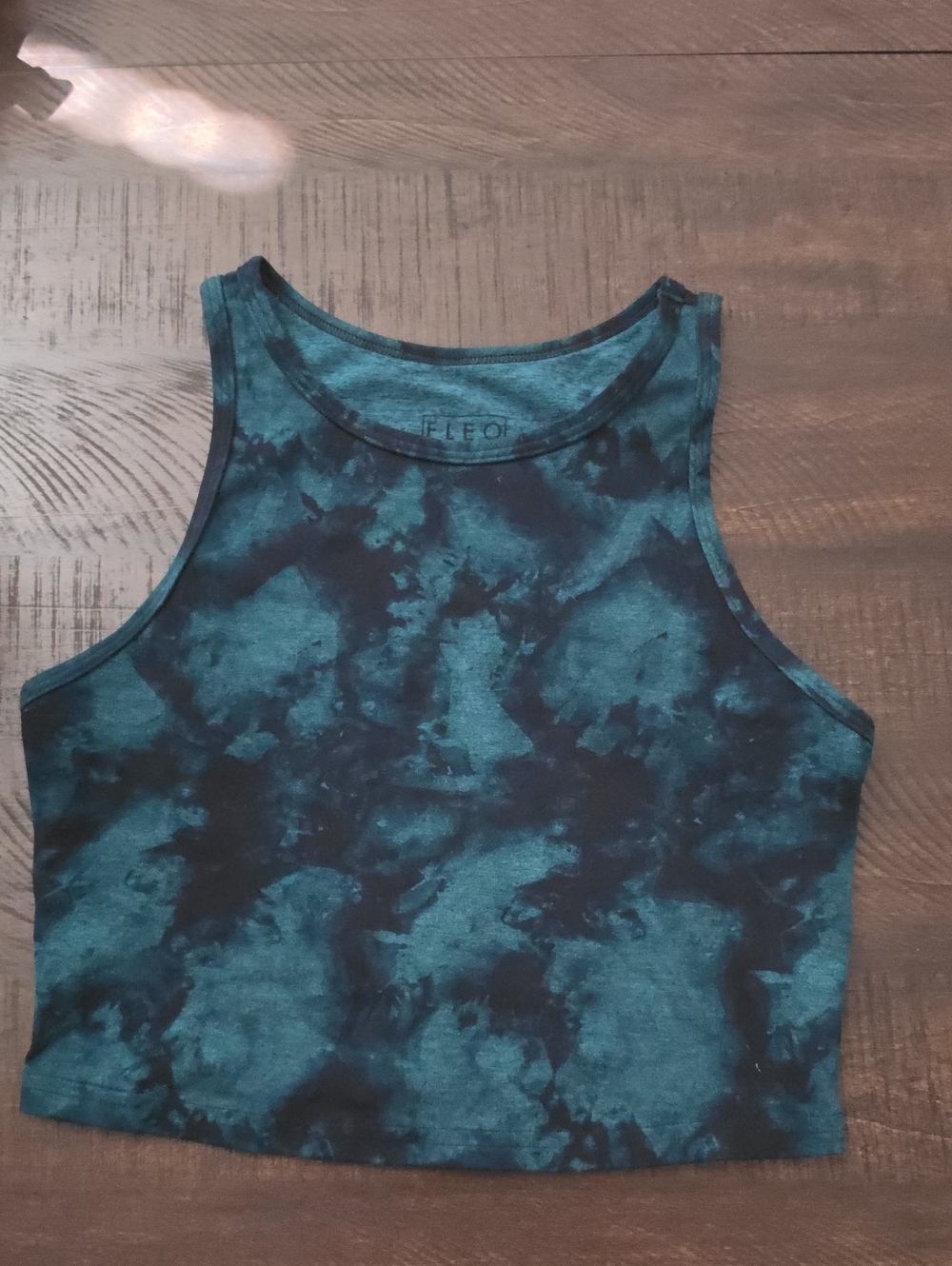Fleo Teal and Black Tie-Dye Tank Top